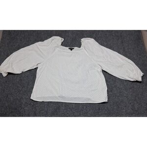 Banana Republic Size XL Petite Women‎ White Blouse Black Polka Dots